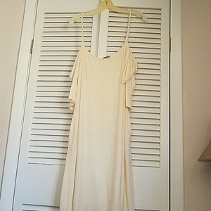 Cream cold shoulder dress